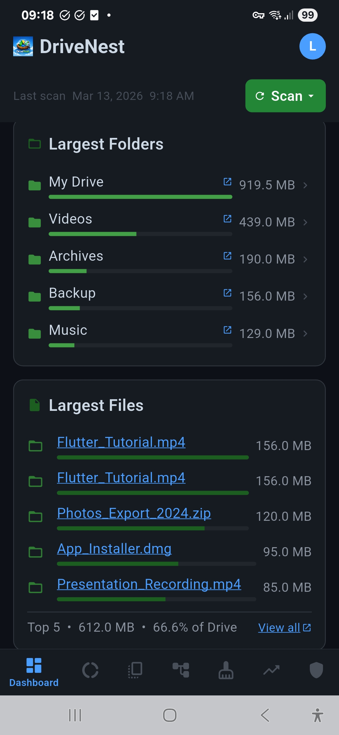 Largest Files - Dark