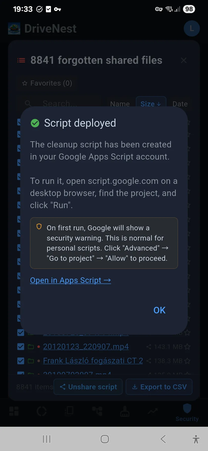Script Deployed