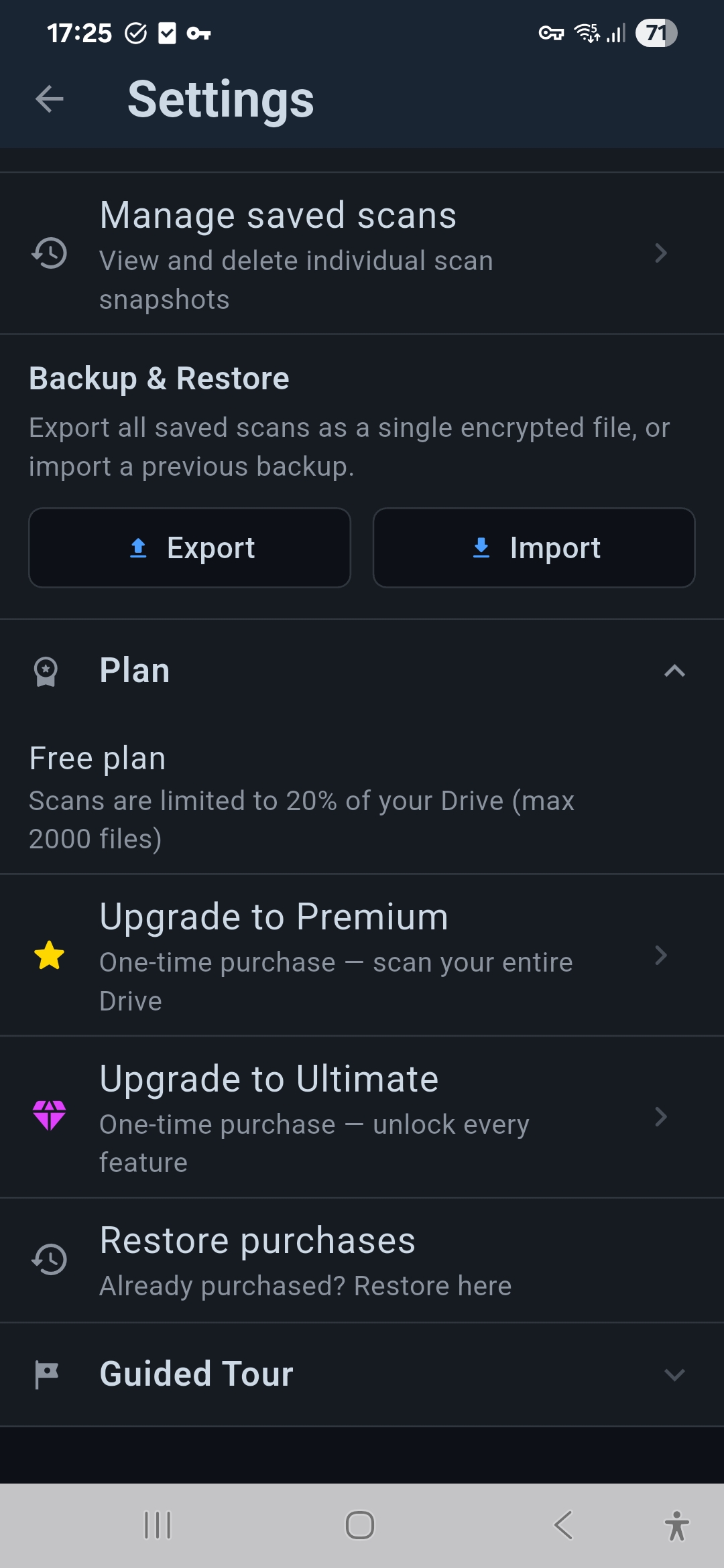 Settings Plan - Dark